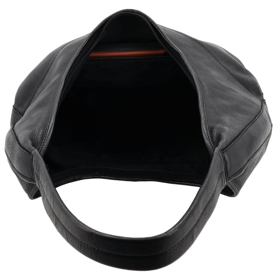 Umhängetasche| Beuteltasche 40x40cm aus Leder in Schwarz mit Reißverschluss - leder-accessoires.com