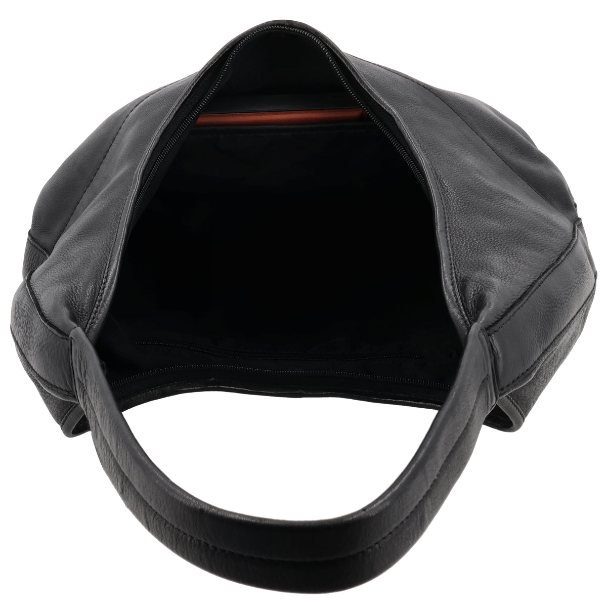 Umhängetasche| Beuteltasche 40x40cm aus Leder in Schwarz mit Reißverschluss - leder-accessoires.com