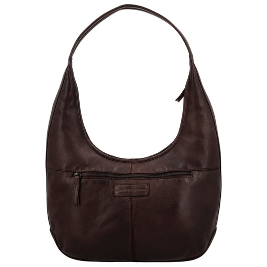 Umhängetasche| Beuteltasche 40x40cm aus Leder in Dunkelbraun mit Reißverschluss - leder-accessoires.com