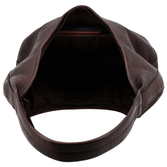 Umhängetasche| Beuteltasche 40x40cm aus Leder in Dunkelbraun mit Reißverschluss - leder-accessoires.com