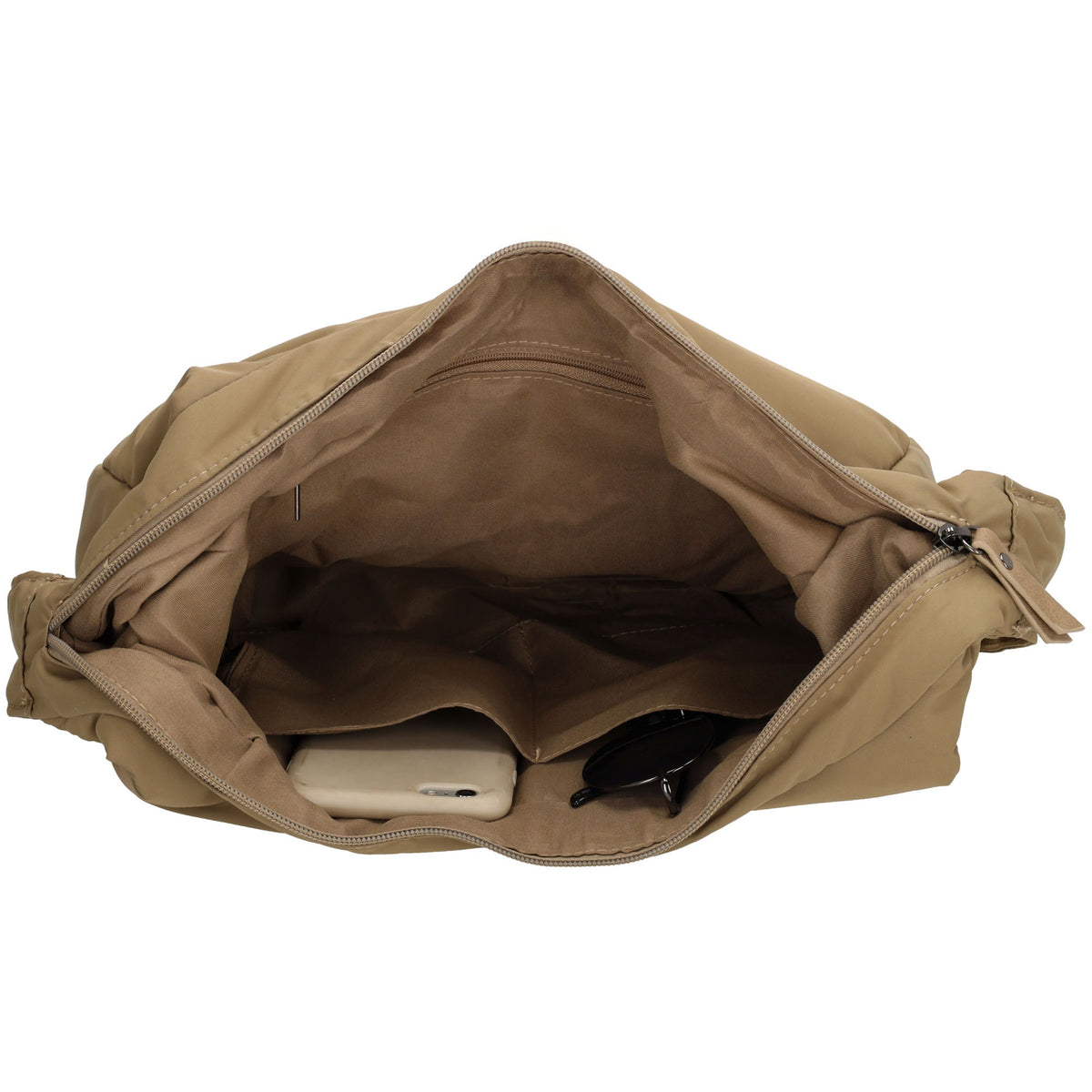 Schultertasche 47x34cm Taupe aus Nylon|Polyester - leder-accessoires.com