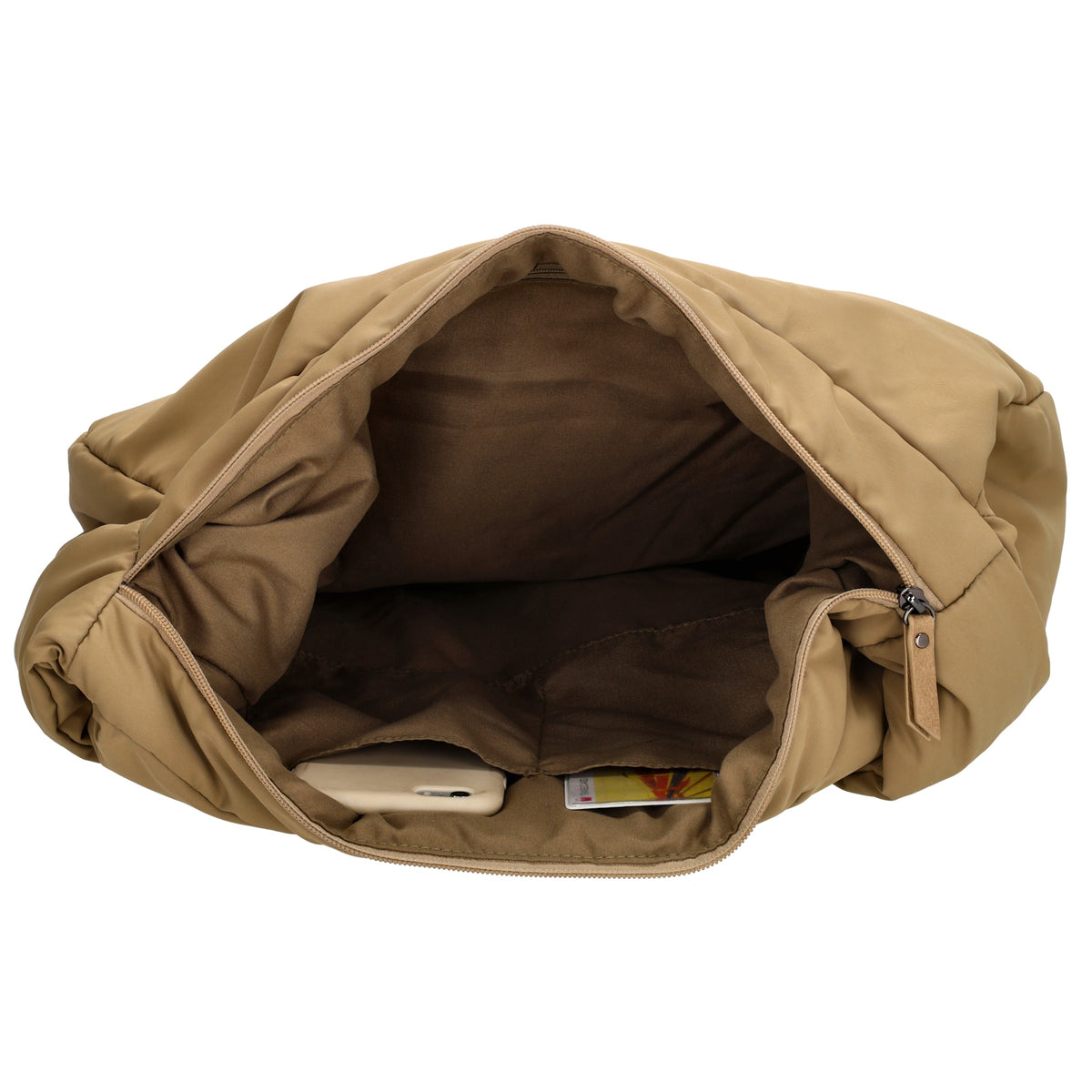 Schultertasche 35x32cm Taupe aus Nylon|Polyester - leder-accessoires.com