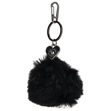 Pompon-Taschenanhänger in Schwarz mit Schlüsselring - leder-accessoires.com