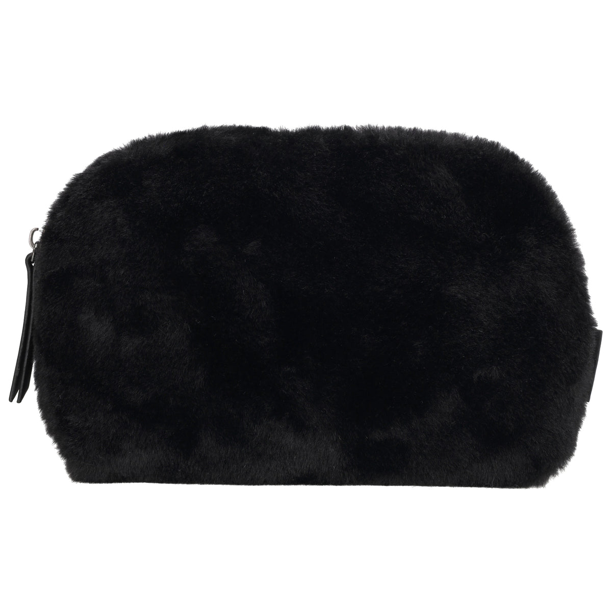 Schwarzer Kosmetikbeutel 23x16,5cm aus weichem Kunstfell – kompakt & praktisch - leder-accessoires.com