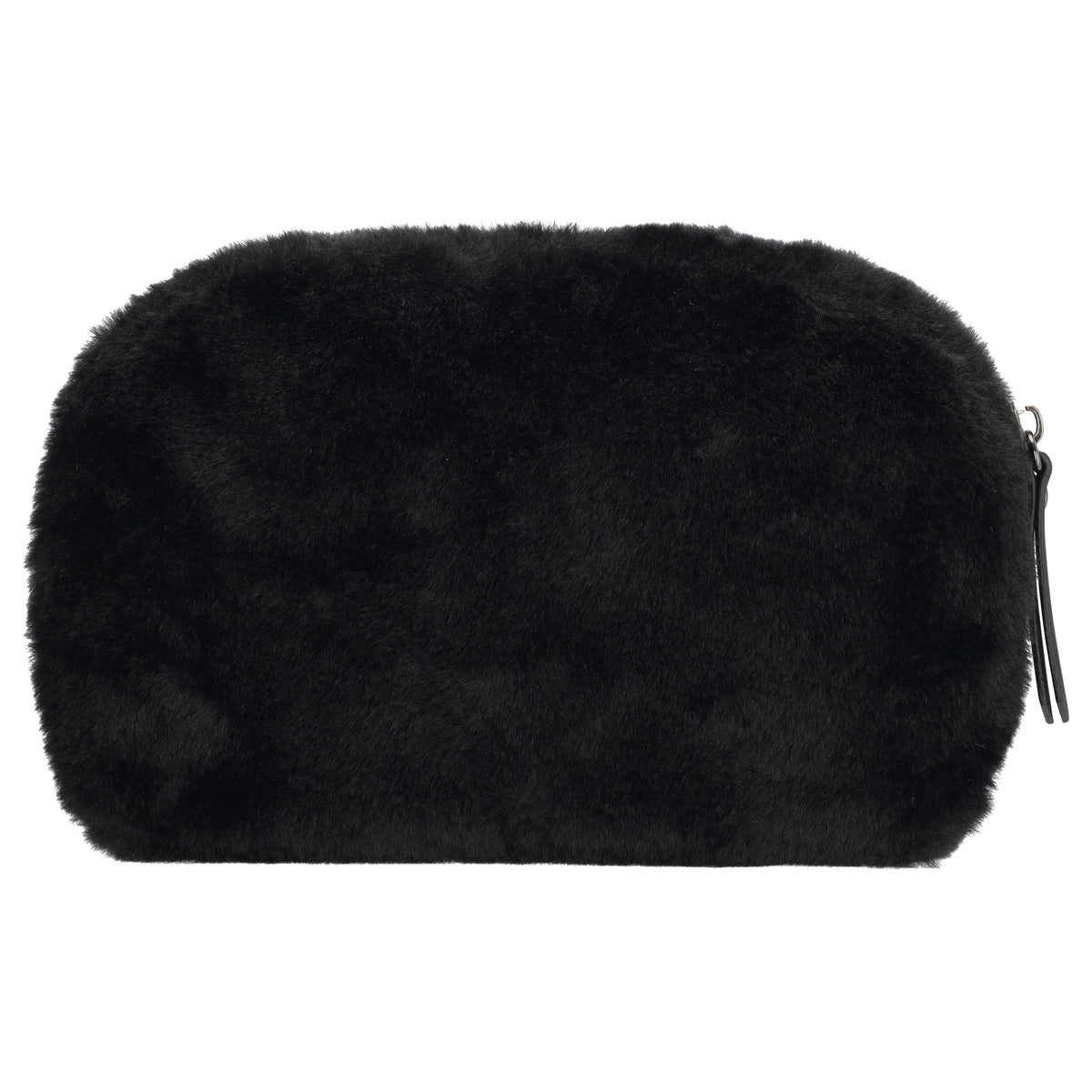 Schwarzer Kosmetikbeutel 23x16,5cm aus weichem Kunstfell – kompakt & praktisch - leder-accessoires.com