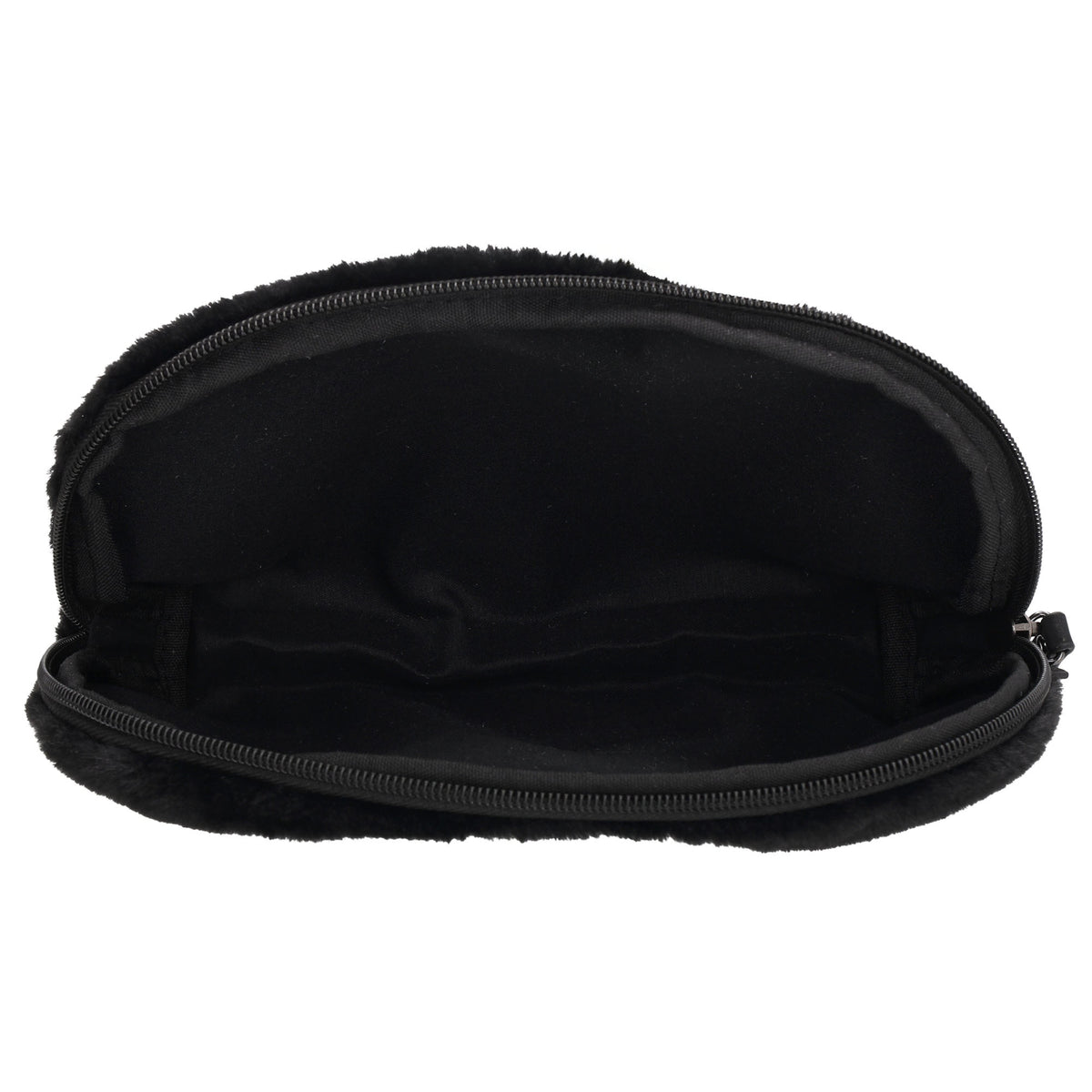 Schwarzer Kosmetikbeutel 23x16,5cm aus weichem Kunstfell – kompakt & praktisch - leder-accessoires.com