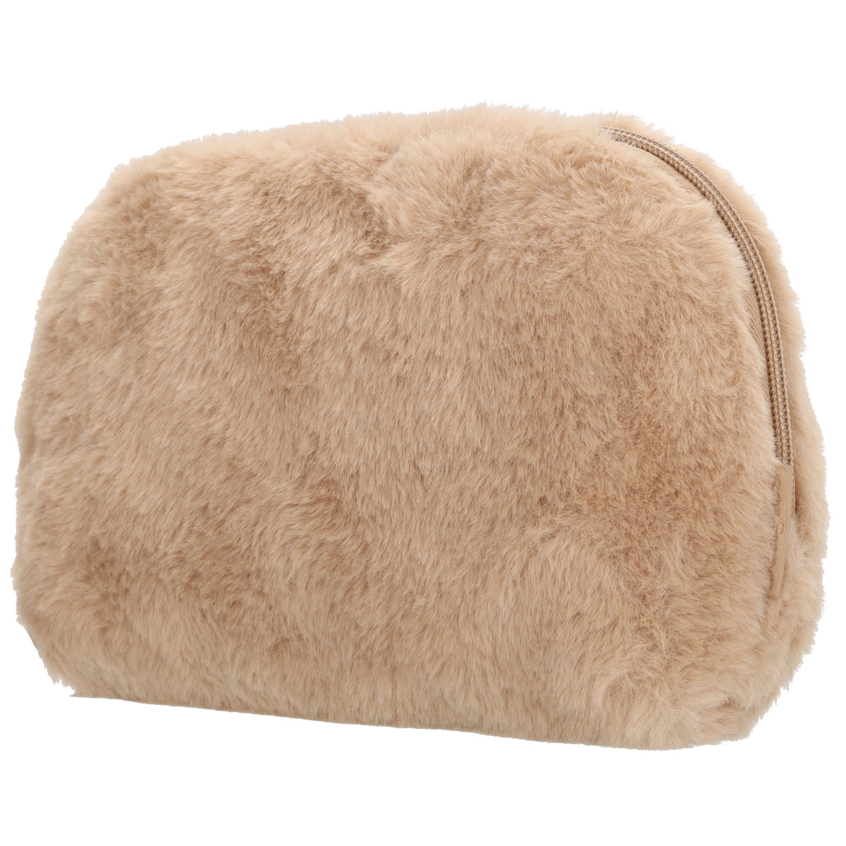 Kosmetikbeutel 23x16,5cm Sand – weiches Kunstfell & Reißverschluss - leder-accessoires.com
