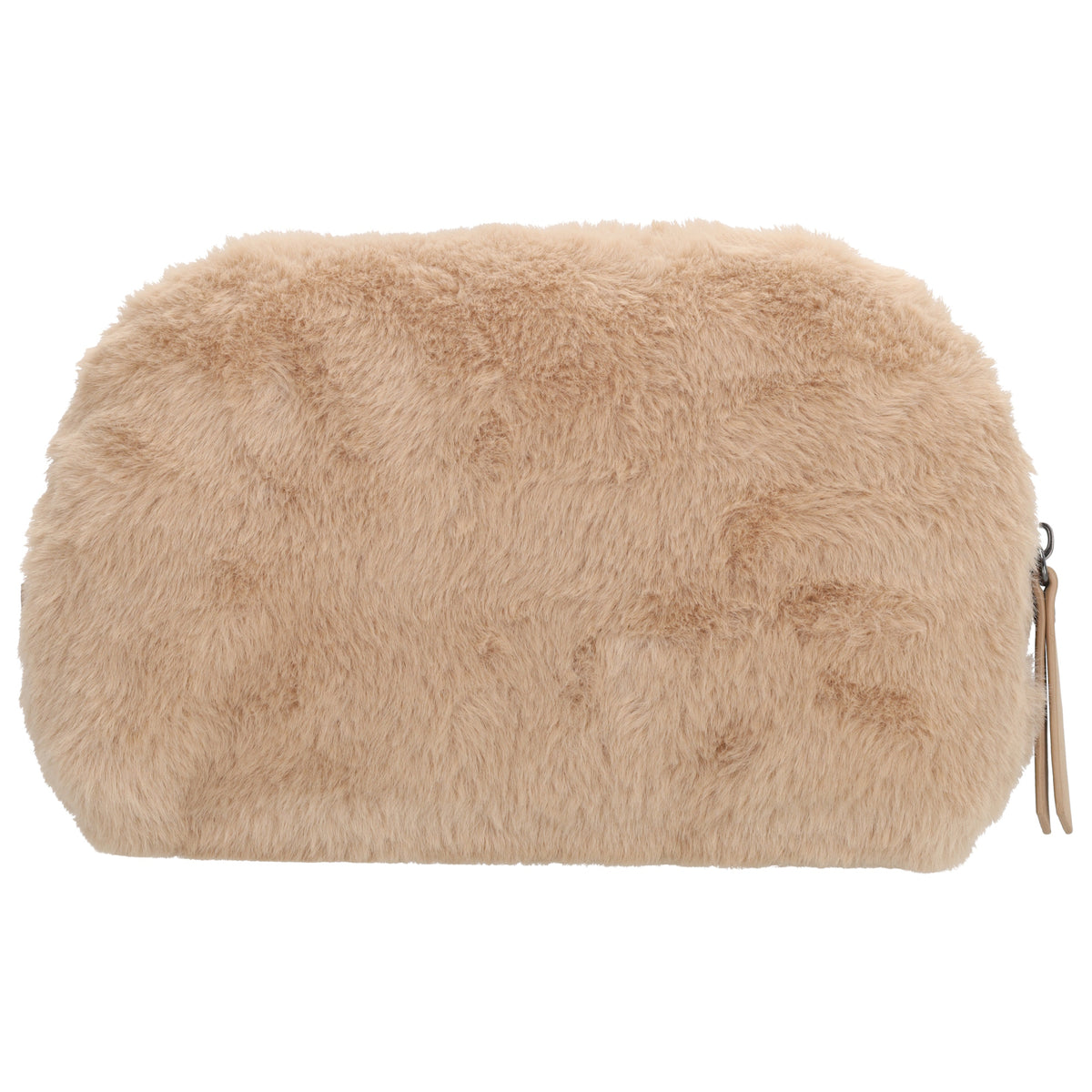 Kosmetikbeutel 23x16,5cm Sand – weiches Kunstfell & Reißverschluss - leder-accessoires.com