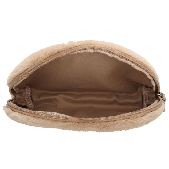 Kosmetikbeutel 23x16,5cm Sand – weiches Kunstfell & Reißverschluss - leder-accessoires.com
