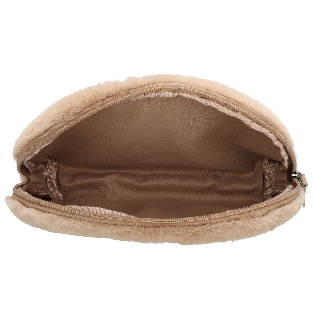 Kosmetikbeutel 23x16,5cm Sand – weiches Kunstfell & Reißverschluss - leder-accessoires.com