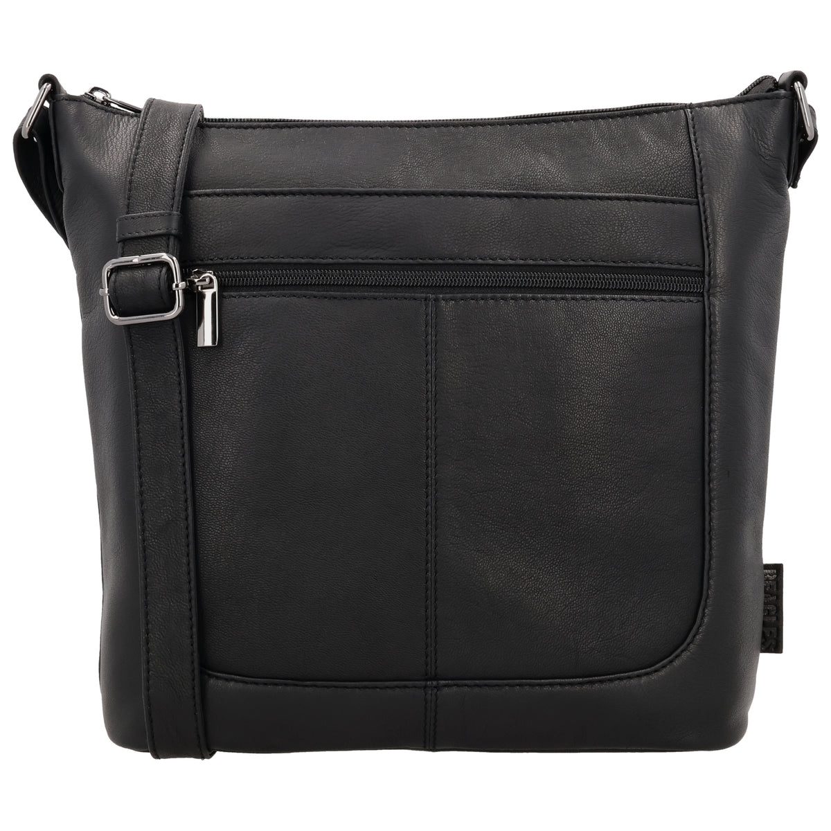 Schultertasche 28x32cm in Schwarz mit Reißverschluss - leder-accessoires.com