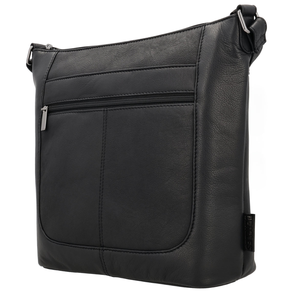 Schultertasche 28x32cm in Schwarz mit Reißverschluss - leder-accessoires.com