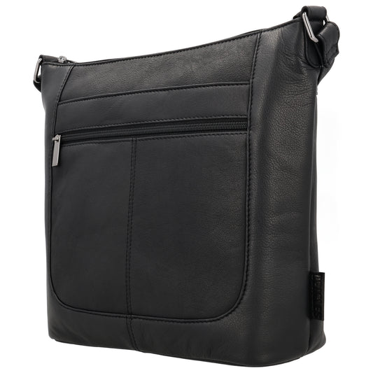 Schultertasche 28x32cm in Schwarz mit Reißverschluss - leder-accessoires.com