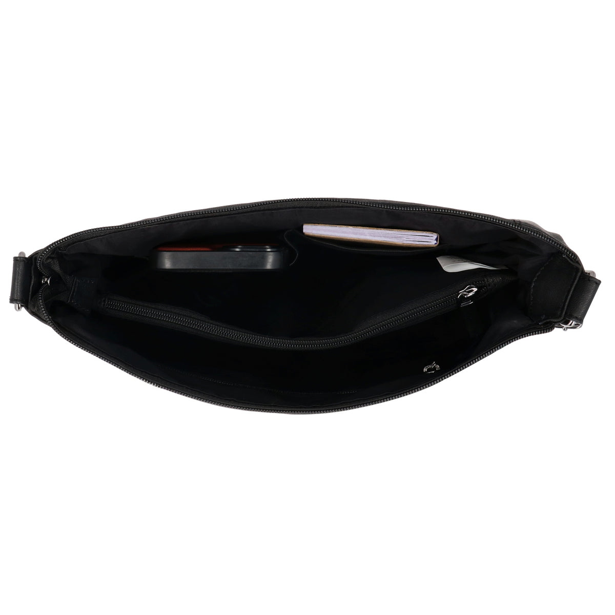 Schultertasche 28x32cm in Schwarz mit Reißverschluss - leder-accessoires.com
