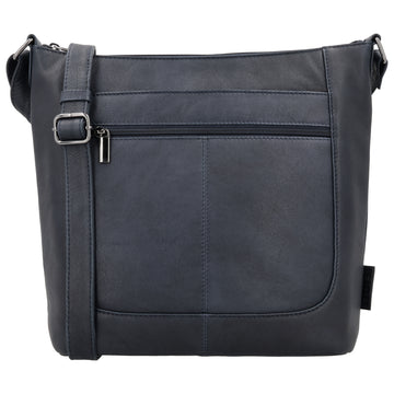 Schultertasche 28x32cm in Blau|Marine mit Reißverschluss - leder-accessoires.com