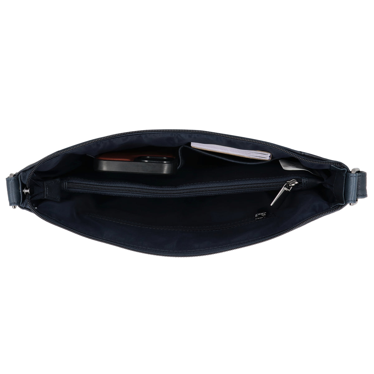 Schultertasche 28x32cm in Blau|Marine mit Reißverschluss - leder-accessoires.com