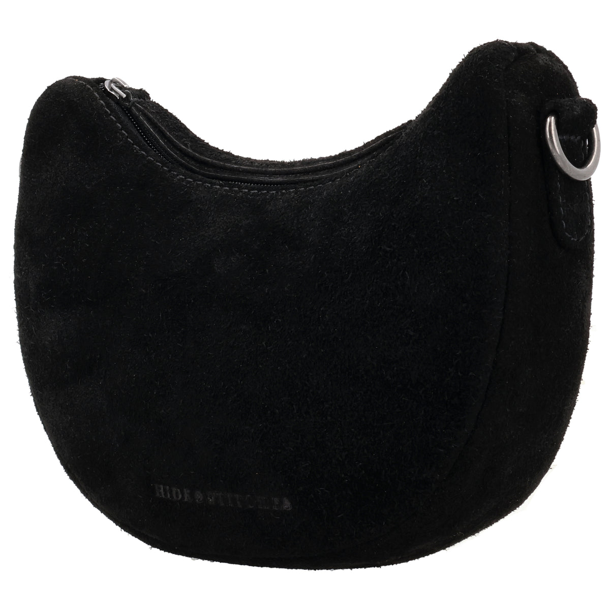 Schwarze Wildleder Halbmond Bag 22x16cm minimal Chic - leder-accessoires.com