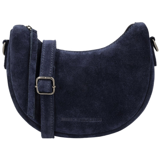 Blaue Wildleder Tasche 22x16cm Halbmond Sommer 2026 - leder-accessoires.com