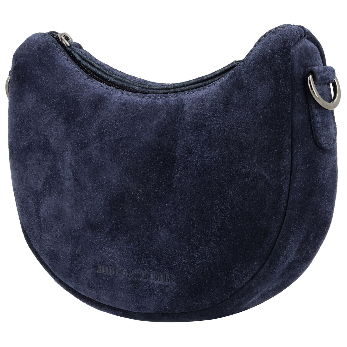 Blaue Wildleder Tasche 22x16cm Halbmond Sommer 2026 - leder-accessoires.com