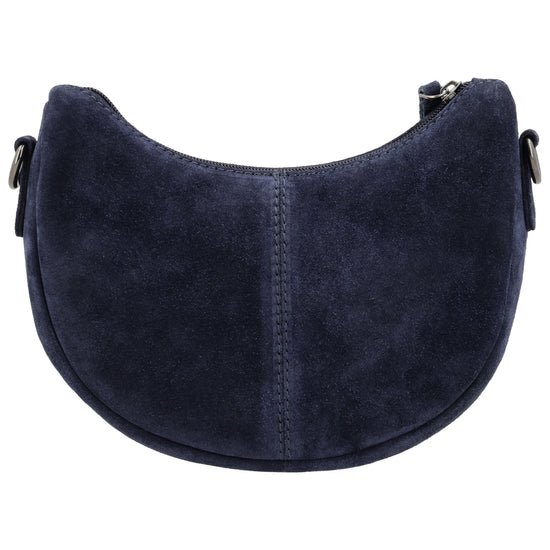 Blaue Wildleder Tasche 22x16cm Halbmond Sommer 2026 - leder-accessoires.com