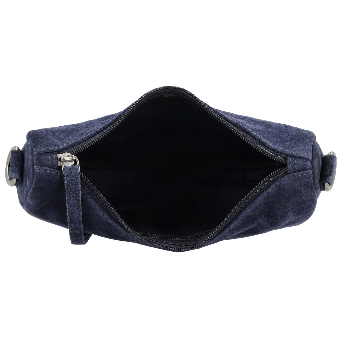 Blaue Wildleder Tasche 22x16cm Halbmond Sommer 2026 - leder-accessoires.com