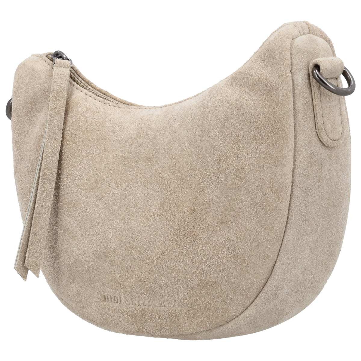 Wildleder Halbmond Tasche 22x16cm Sand mit Schulterriemen - leder-accessoires.com