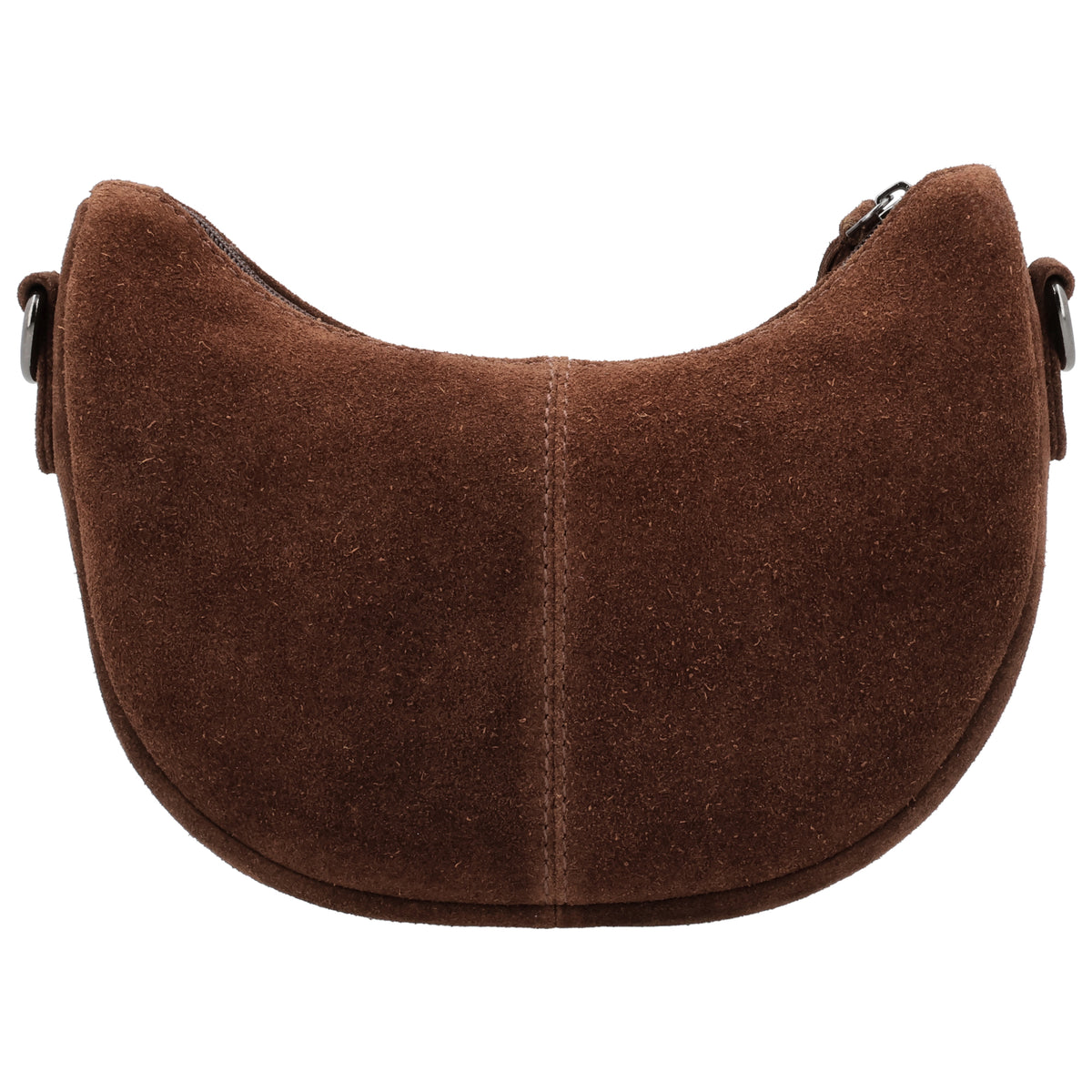 Dunkelbraune Wildleder Umhängetasche 22x16cm Halbmond - leder-accessoires.com