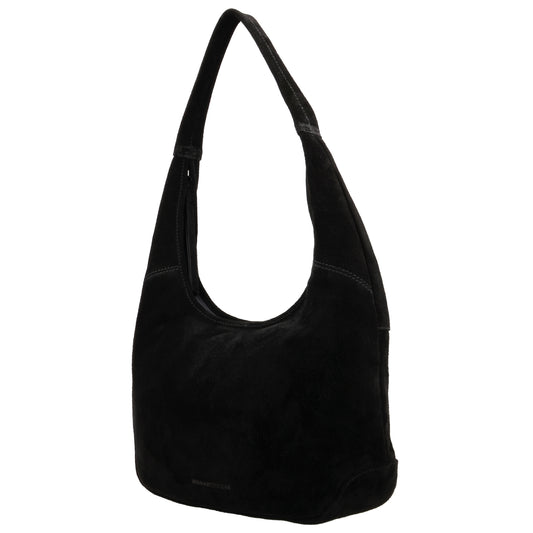Beuteltasche Wildleder 42x40cm in Schwarz - leder-accessoires.com