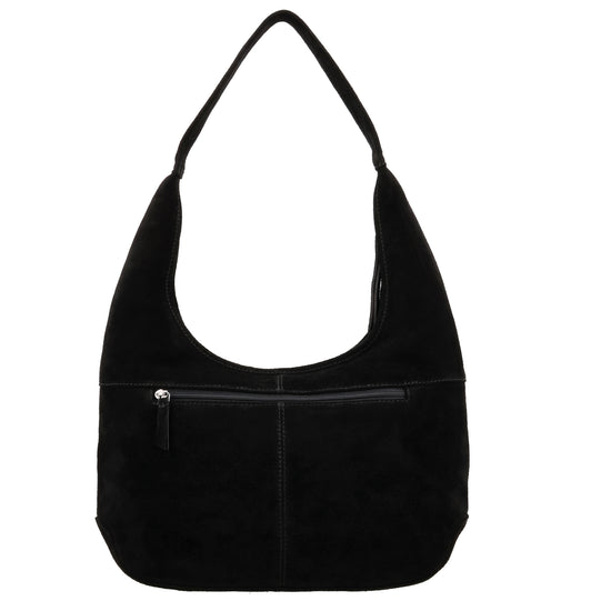 Beuteltasche Wildleder 42x40cm in Schwarz - leder-accessoires.com