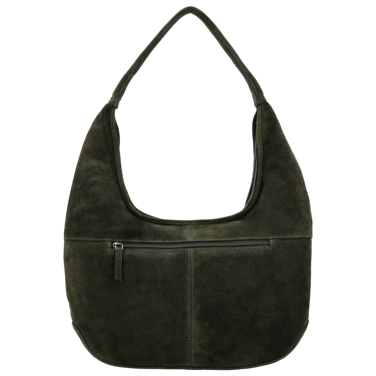 Beuteltasche Wildleder 42x40cm in Olivgrün - leder-accessoires.com