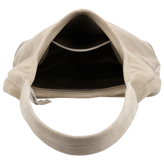 Beuteltasche Wildleder 42x40cm in Sand - leder-accessoires.com