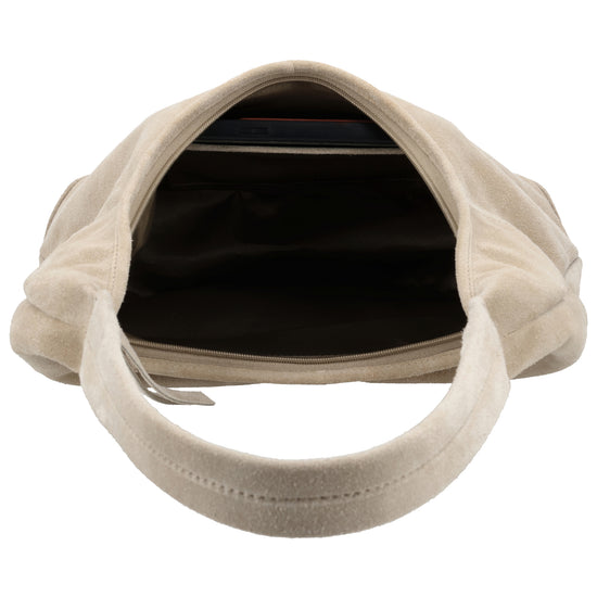 Beuteltasche Wildleder 42x40cm in Sand - leder-accessoires.com