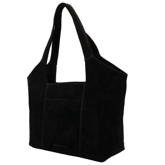 Wildleder-Umhängetasche 47x27cm in Schwarz – Minimalistisch & Edel - leder-accessoires.com