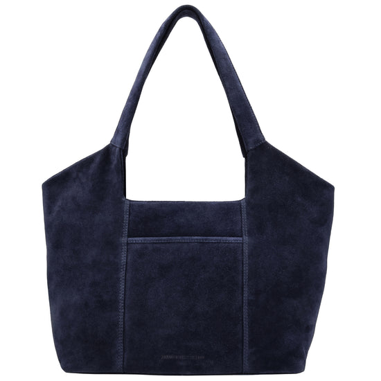 Wildleder-Schultertasche 47x27cm in Blau – Eleganter Alltagsbegleiter - leder-accessoires.com