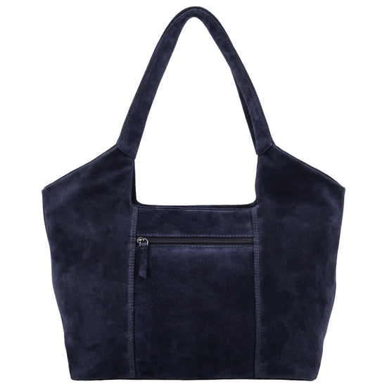 Wildleder-Schultertasche 47x27cm in Blau – Eleganter Alltagsbegleiter - leder-accessoires.com