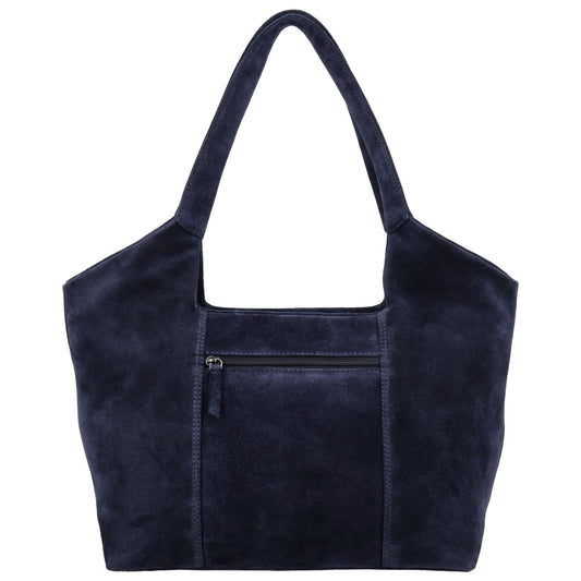 Wildleder-Schultertasche 47x27cm in Blau – Eleganter Alltagsbegleiter - leder-accessoires.com