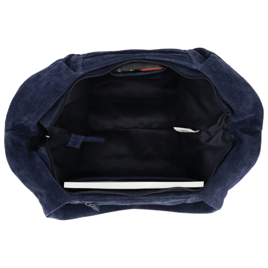 Wildleder-Schultertasche 47x27cm in Blau – Eleganter Alltagsbegleiter - leder-accessoires.com