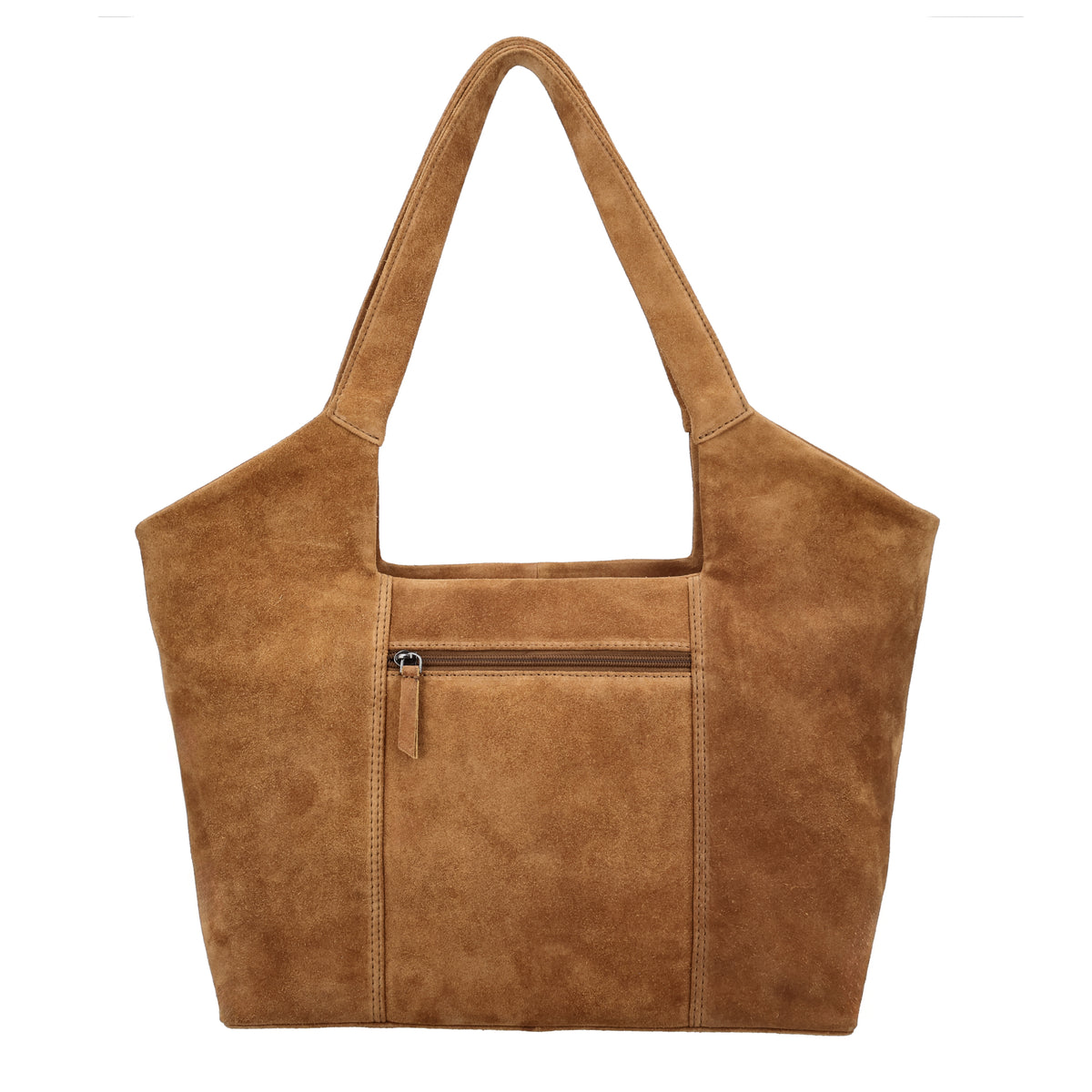 Wildleder-Schultertasche 47x27cm in Kamel – Warme Trendfarbe - leder-accessoires.com