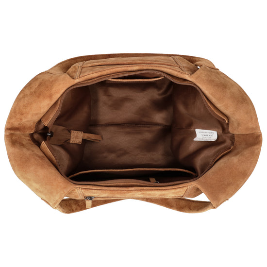Wildleder-Schultertasche 47x27cm in Kamel – Warme Trendfarbe - leder-accessoires.com