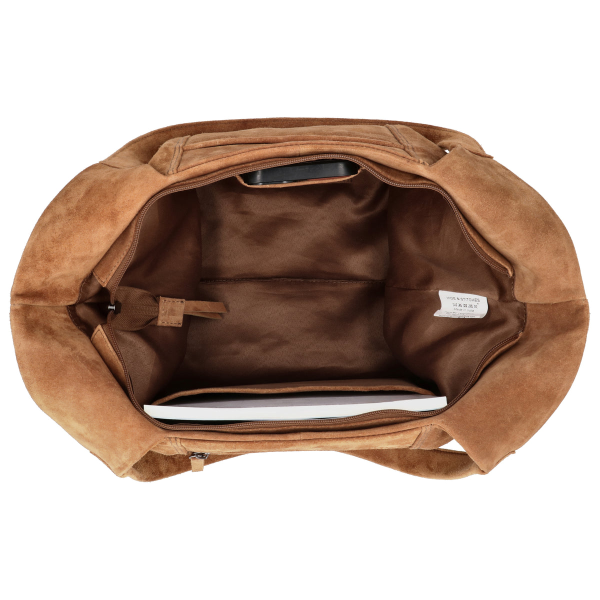 Wildleder-Schultertasche 47x27cm in Kamel – Warme Trendfarbe - leder-accessoires.com