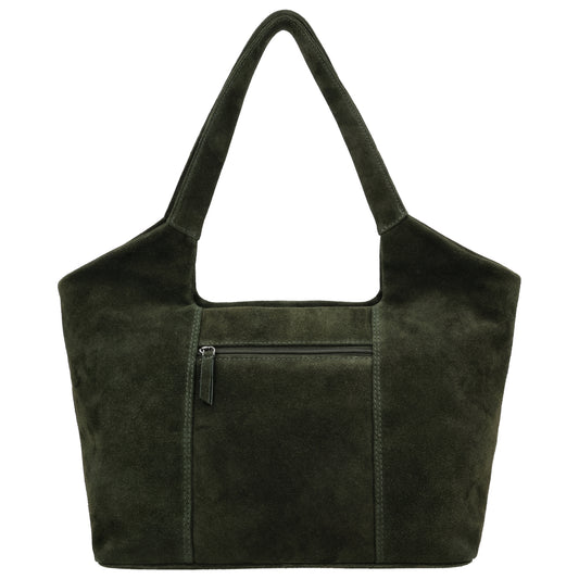 Wildleder-Umhängetasche 47x27cm in Olivgrün – Natürlicher Look - leder-accessoires.com