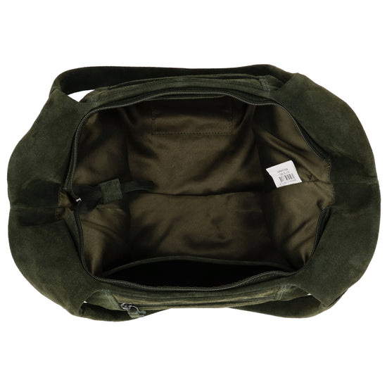 Wildleder-Umhängetasche 47x27cm in Olivgrün – Natürlicher Look - leder-accessoires.com