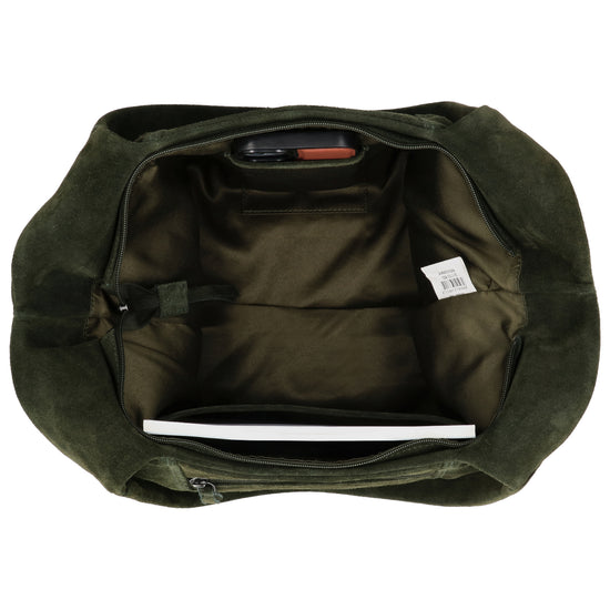 Wildleder-Umhängetasche 47x27cm in Olivgrün – Natürlicher Look - leder-accessoires.com