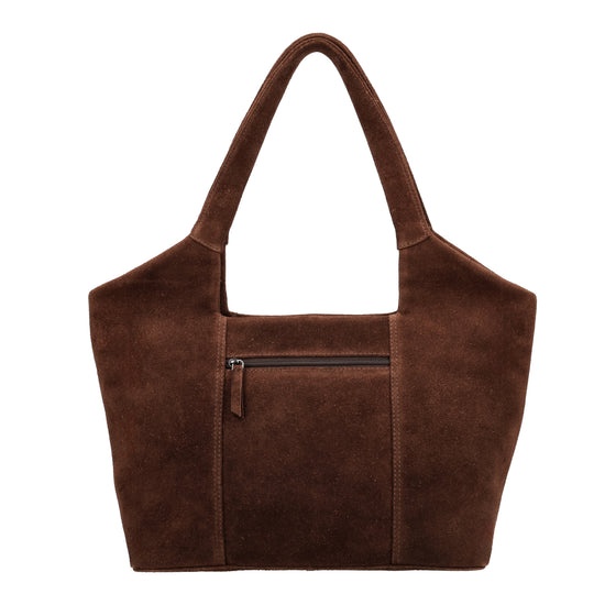 Wildleder-Schultertasche 47x27cm in Dunkelbraun – Klassischer Stil - leder-accessoires.com