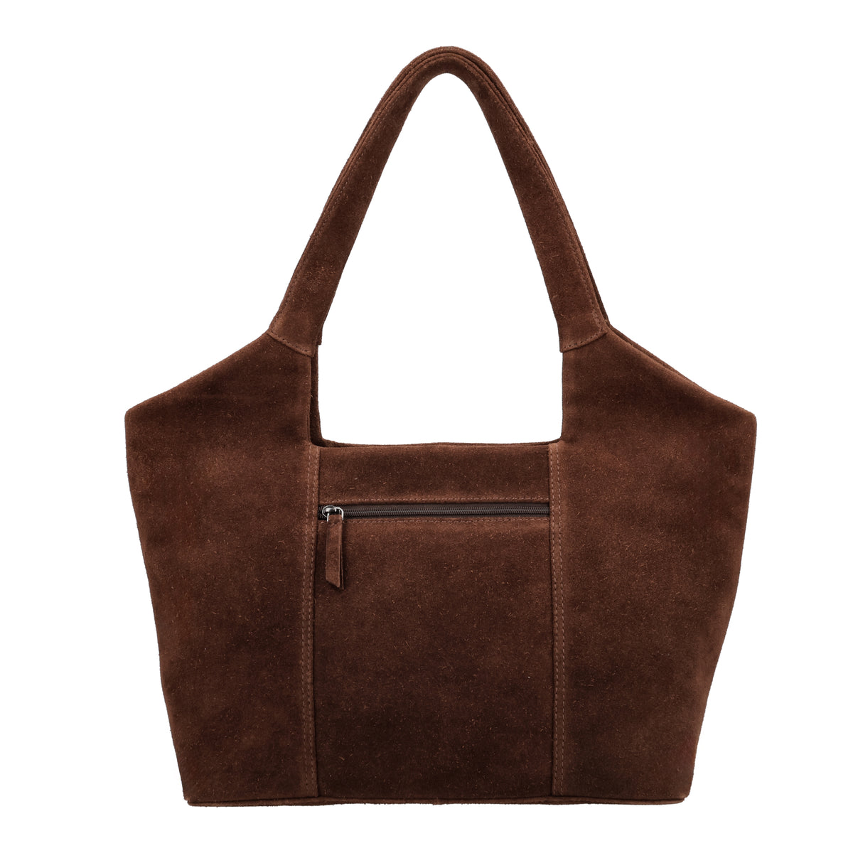 Wildleder-Schultertasche 47x27cm in Dunkelbraun – Klassischer Stil - leder-accessoires.com