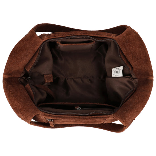 Wildleder-Schultertasche 47x27cm in Dunkelbraun – Klassischer Stil - leder-accessoires.com