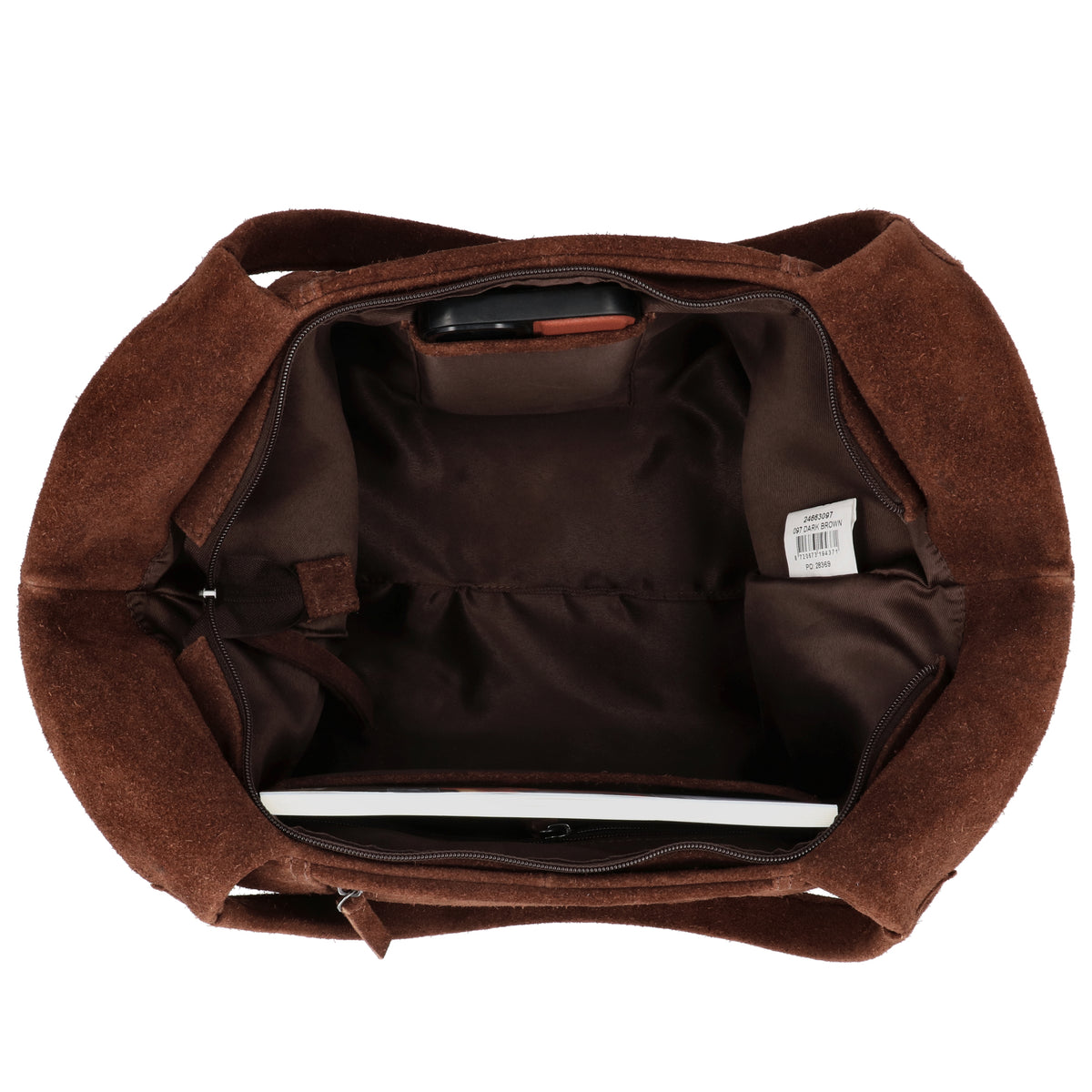 Wildleder-Schultertasche 47x27cm in Dunkelbraun – Klassischer Stil - leder-accessoires.com