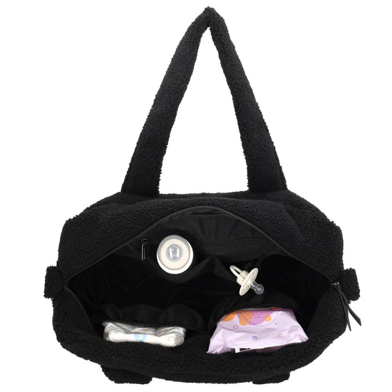 Teddy-Wickeltasche 40x28cm in Schwarz – Stylisch & praktisch - leder-accessoires.com