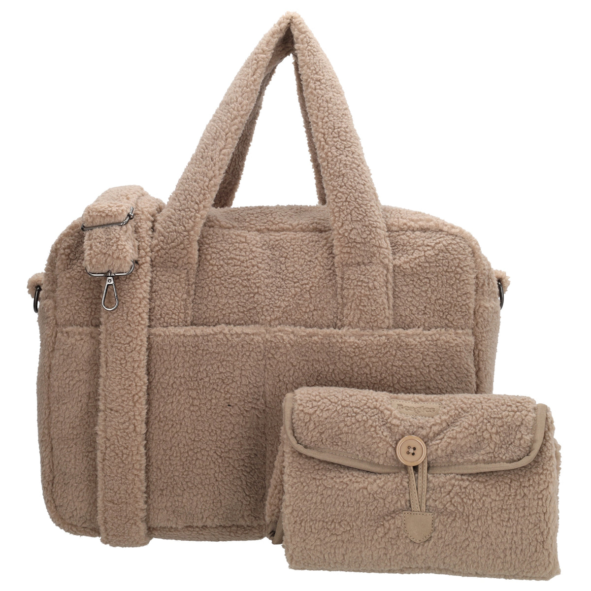 Teddy-Wickeltasche 40x28cm in Taupe – Eleganter Alltagshelfer - leder-accessoires.com