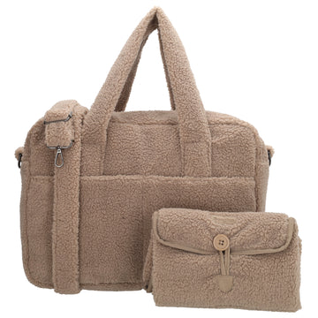 Teddy-Wickeltasche 40x28cm in Taupe – Eleganter Alltagshelfer - leder-accessoires.com